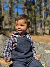 JASPER navy/red seersucker plaid Woven Onesie