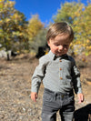 JASPER Navy/White plaid Woven Onesie
