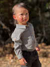 JASPER Navy/White plaid Woven Onesie