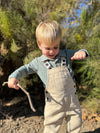 GENTRY Beige Moleskin Woven Overalls