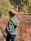 OAKDALE green/navy stripe hooded sweatshirt