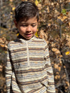 MACCHU  sherpa Beige/Brown stripe