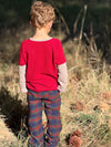 CAMERON Red Waffle Mock Sleeve Tee