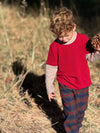 CAMERON Red Waffle Mock Sleeve Tee