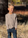 ADAMS Beige Multi Stripe  Ribbed Henley
