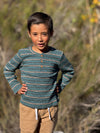 ADAMS Teal Stripe Ribbed Henley