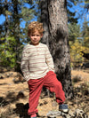 ADAMS Cream Stripe Ribbed Henley