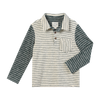 TROY Cream/Green Stripe Polo