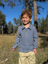 BUGGLE Cosy Fabric Blue/Navy stripe Polo