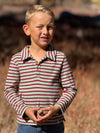 BUGGLE Cosy Fabric Sage/Burgundy stripe Polo