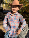 HOWDY Western Apricot/Blue plaid WOVEN SHIRT