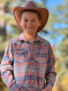 HOWDY Western Apricot/Blue plaid WOVEN SHIRT