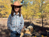 HOWDY Western Beige/Blue plaid WOVEN SHIRT