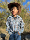 HOWDY Western Beige/Blue plaid WOVEN SHIRT