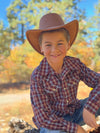 HOWDY Western Burgundy/Blue plaid WOVEN SHIRT