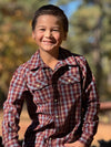 HOWDY Western Burgundy/Blue plaid WOVEN SHIRT