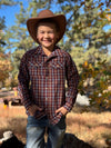 HOWDY Western Burgundy/Blue plaid WOVEN SHIRT
