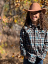 HOWDY Western Blue/Brown Stitch WOVEN SHIRT