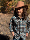 HOWDY Western Blue/Brown Stitch WOVEN SHIRT