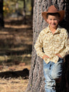 RODEO Cream Western Print  WOVEN SHIRT