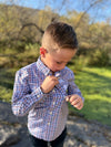 SAWYER ORANGE/NAVY/WHITE PLAID Fishing Shirt