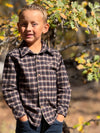 ATWOOD black/brown plaid woven shirt