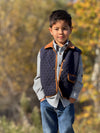 FISHER navy padded vest with cord trim