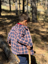 ADVENTURER blue/rust plaid sherpa lined shacket