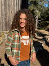 ADVENTURER Green/Pumpkin plaid sherpa lined shacket