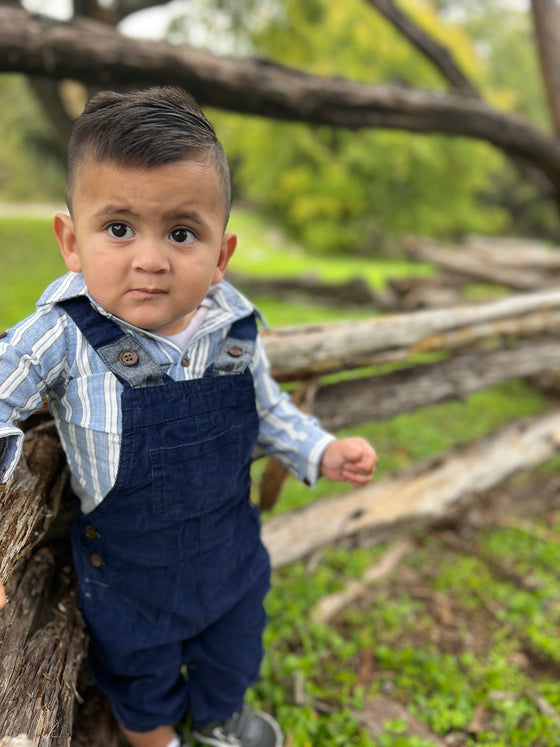 Navy cord overalls