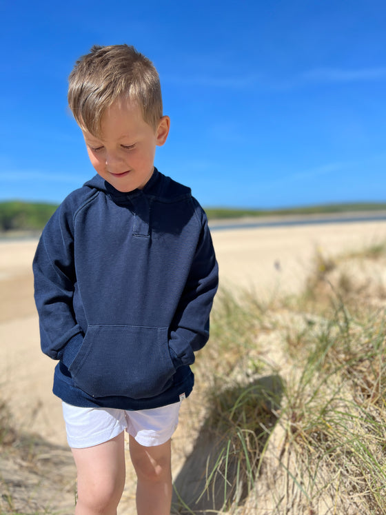 Navy vintage wash hooded top