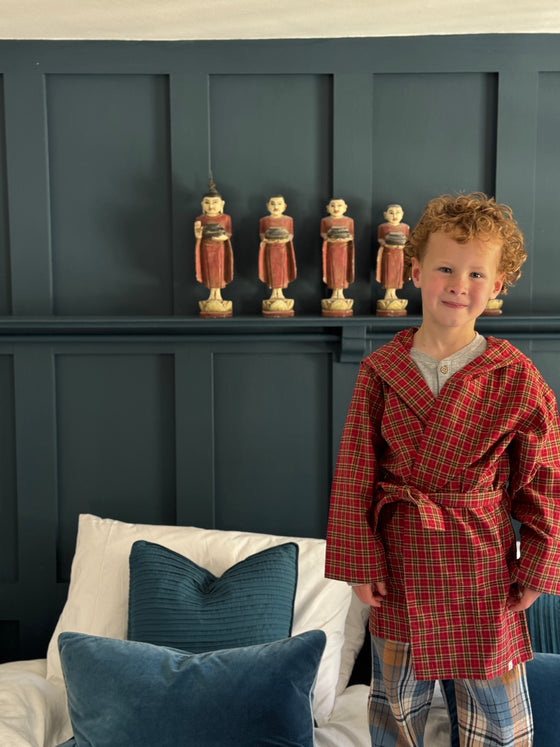MUNFORD Red/brown Plaid Lounge Robe