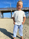 DODGER White ribbed short sleeved henley tee
