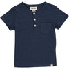 DODGER Navy ribbed short sleeved henley tee