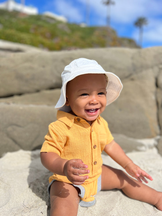 FISHERMAN White Twill Bucket Hat