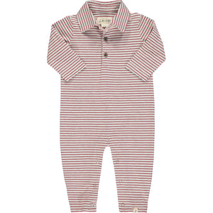 Grey/Red Stripe Polo Romper