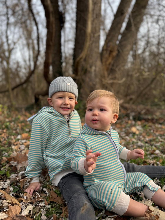 Turquoise/Beige Cosy BLAINE Hooded Romper