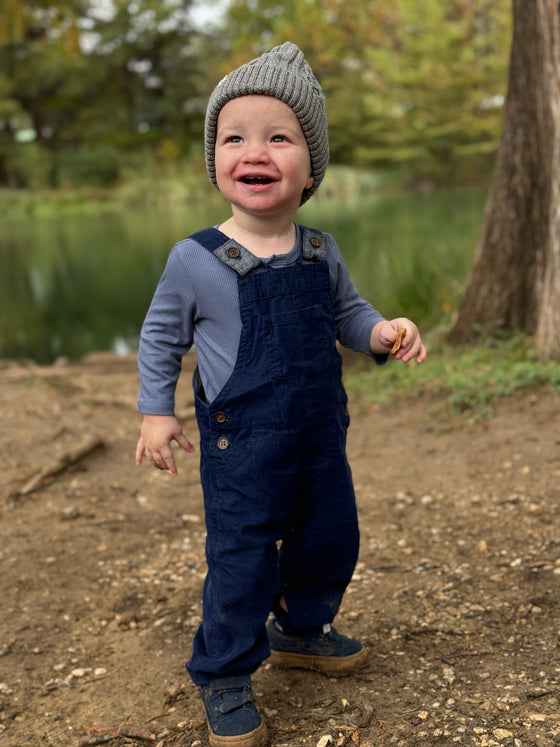 Navy cord overalls