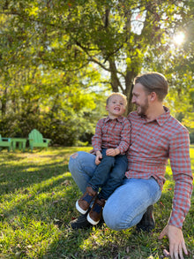  Grey/Rust Plaid Woven Onesie