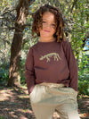 Brown Dino Skeleton Printed Tee