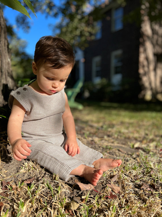 Rust striped romper