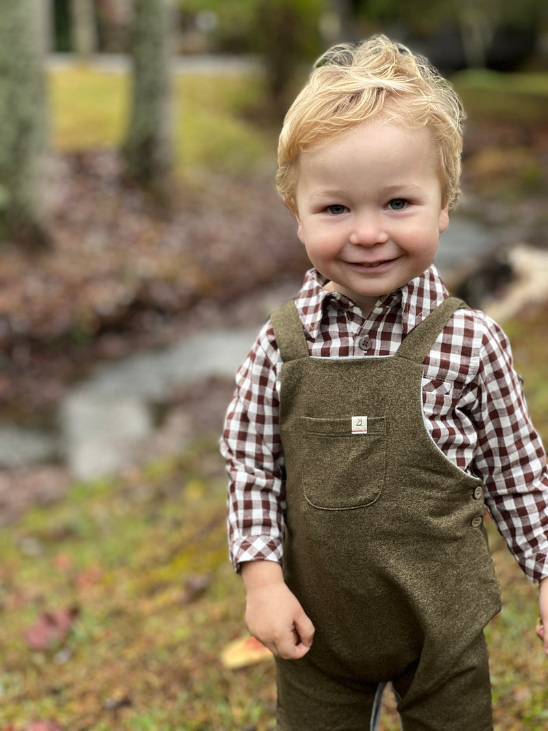 Brown Micro Plaid JASPER Woven Onesie