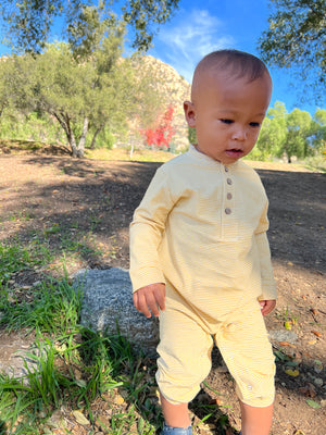 Gold/White Stripe NIOTA Henley Romper