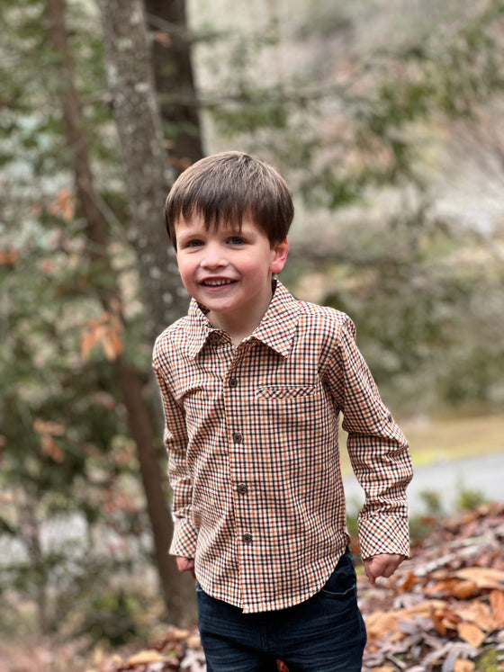 Gold/Navy Plaid Shirt