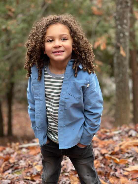 Pale blue ERIN Hooded Woven Shirt