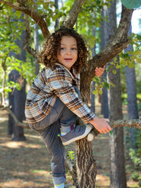 Brown/cream plaid lumberjack shacket