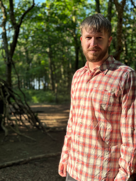 Mens Atwood Woven Shirt coral/white/blue plaid