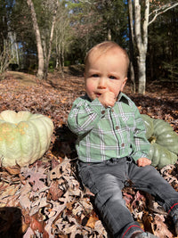 Sage Plaid JASPER Woven Onesie