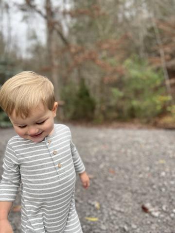 Grey/Cream Stripe MASON Rib Romper