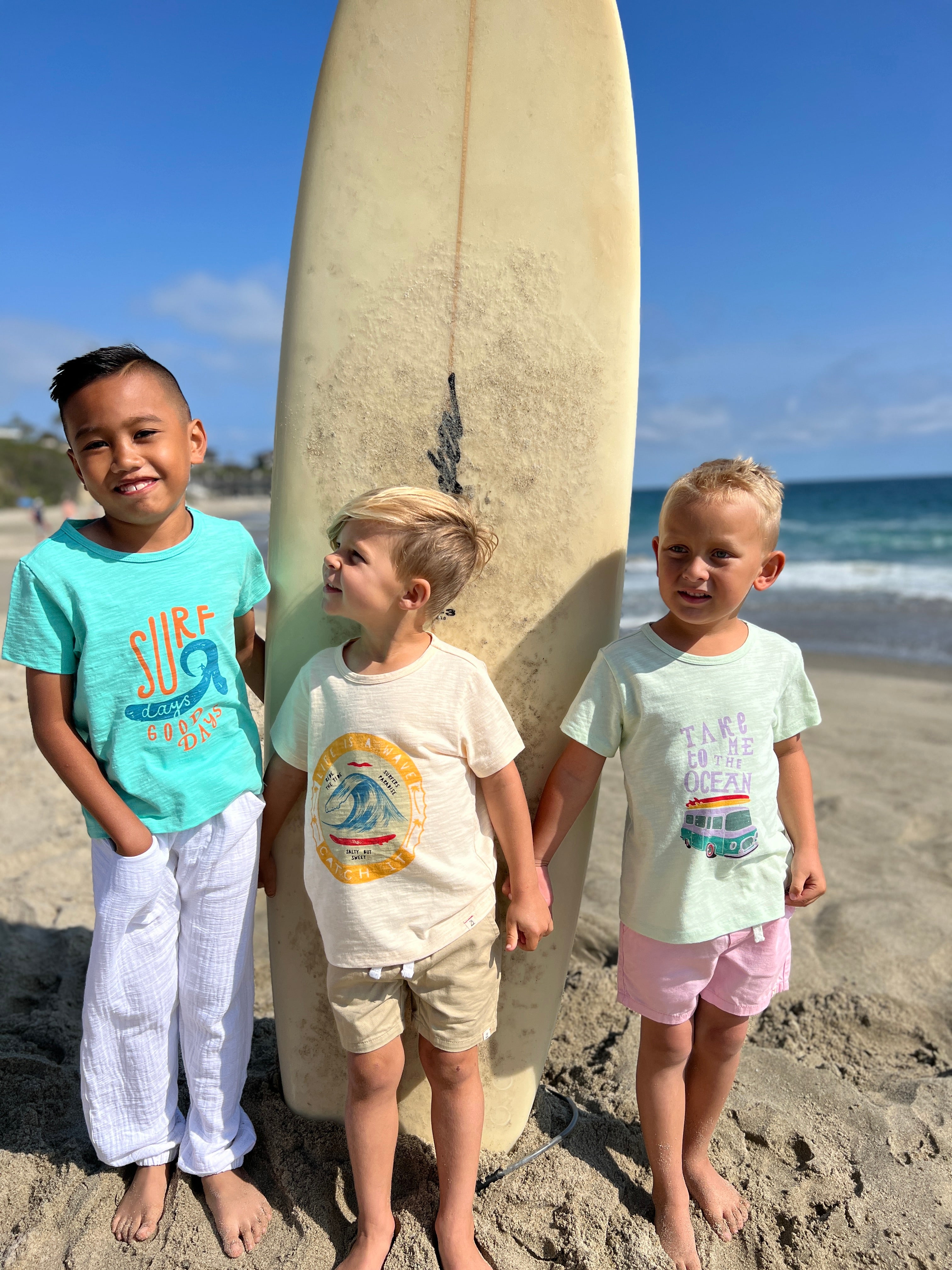 Boys Cream Life is a Wave T-Shirt by Me & Henry main image 1